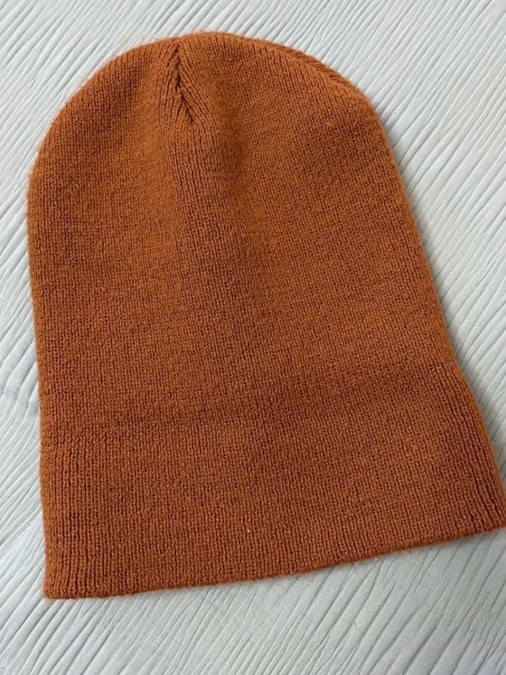 Kids Knit Beanie - Rust Orange Brown